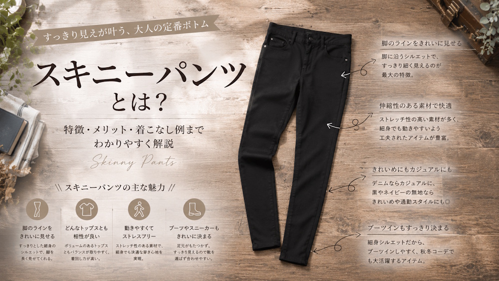 スキニーパンツとは？特徴・メリット・着こなし例までわかりやすく解説