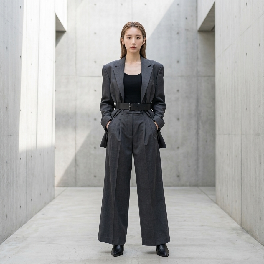 Xラインシルエットのコーディネート例