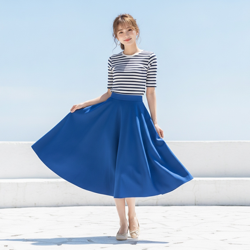 フィット&フレアシルエットのコーディネート例