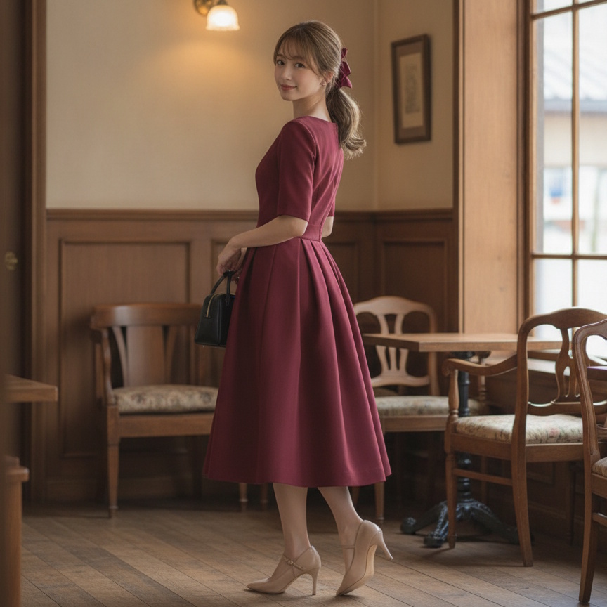 フィット&フレアシルエットのコーディネート例