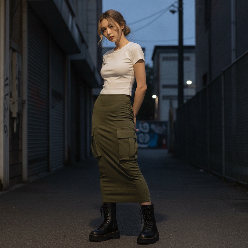 タイト（スリム）シルエットのコーディネート例