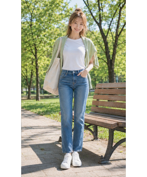 休日のカジュアルのストレートパンツのコーディネート