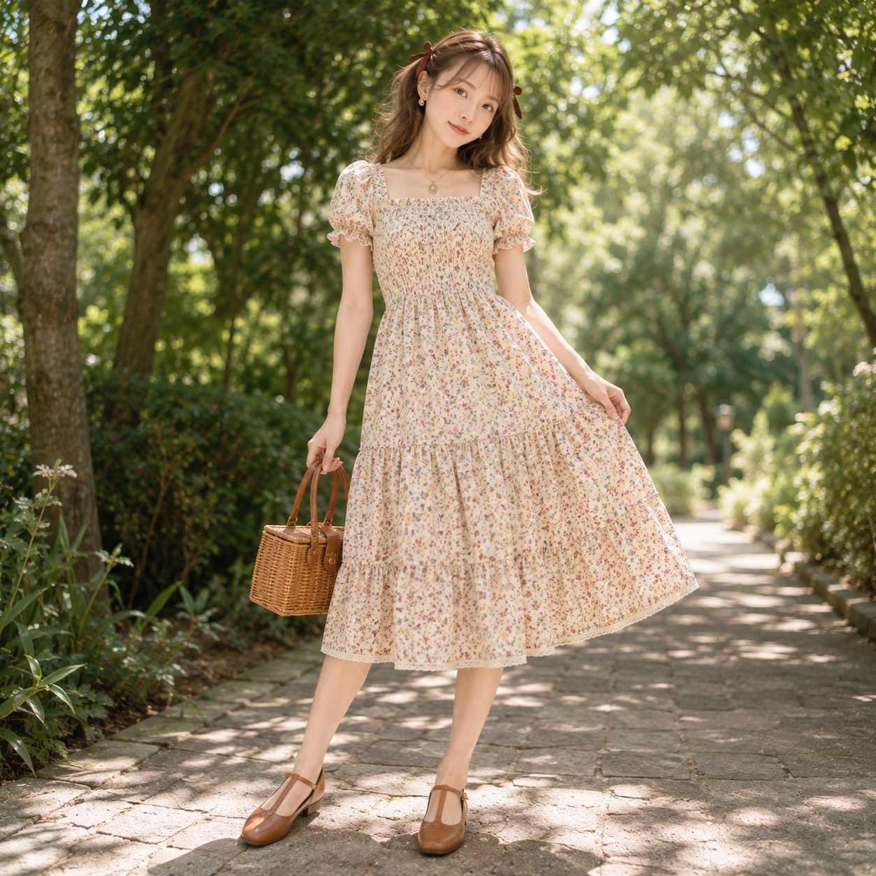 レトロガーリーの夏コーディネート