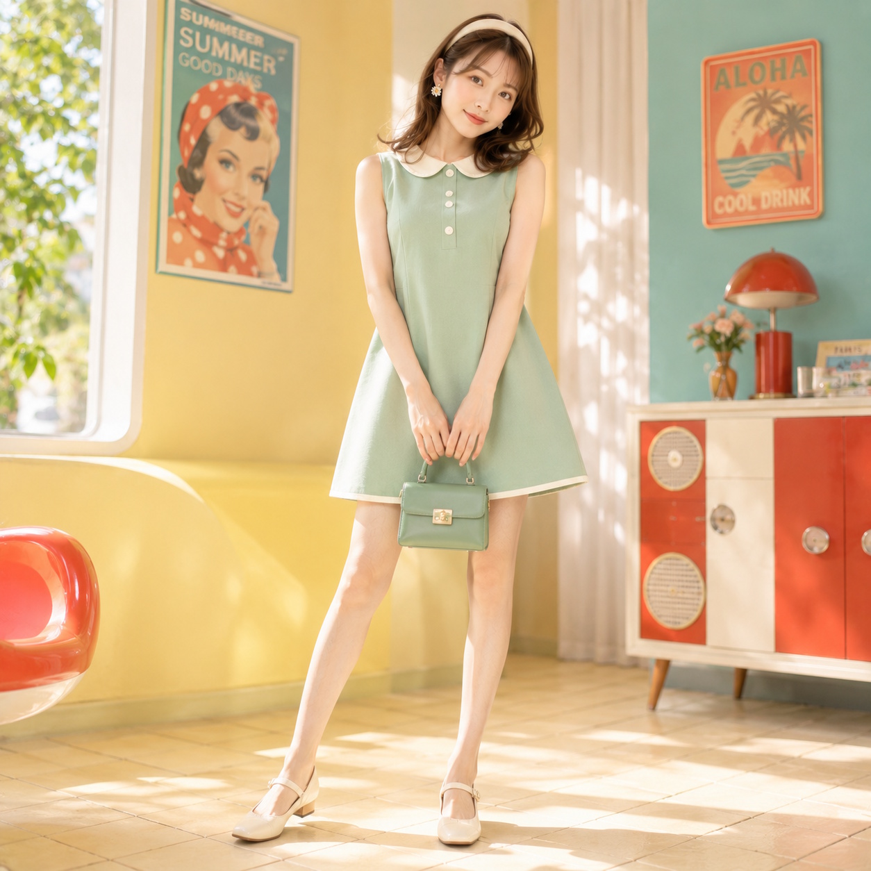 レトロガーリーの夏コーディネート