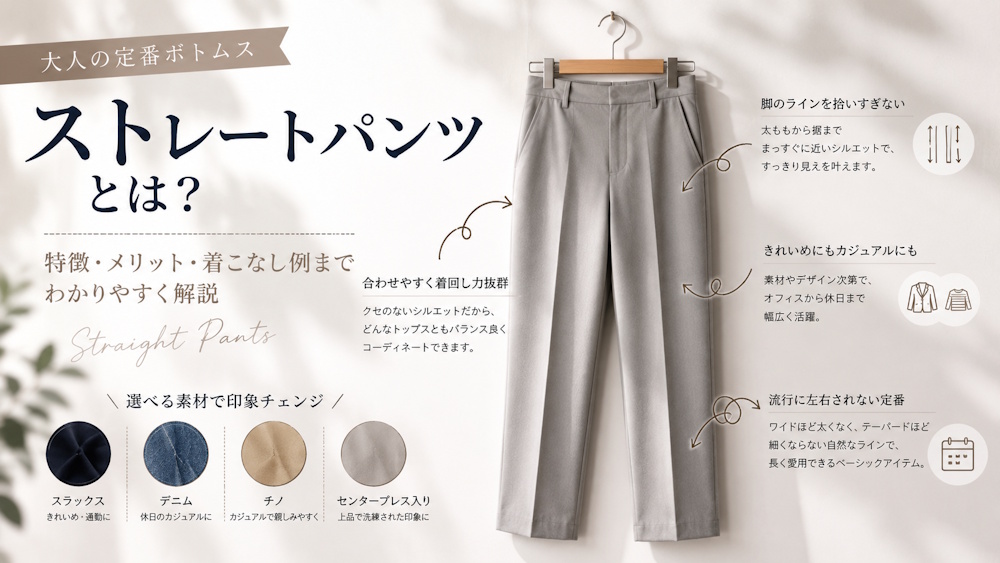 ストレートパンツとは？特徴・メリット・着こなし例までわかりやすく解説