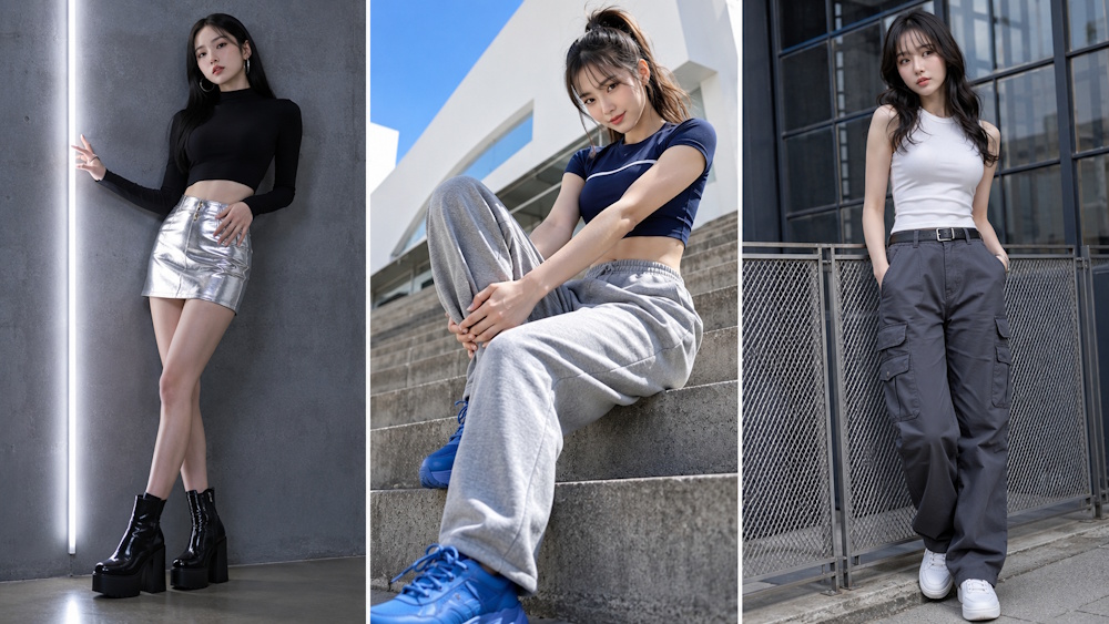 Kアイドル風ファッションのコーディネート例