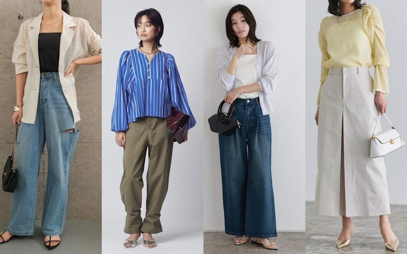 2025年春の40代女性のトレンドファッションで注目のカラー・素材・柄やキーワードまとめ