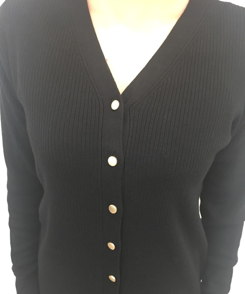 DoCLASSE シルクフィール・Vネックリブカーディガン