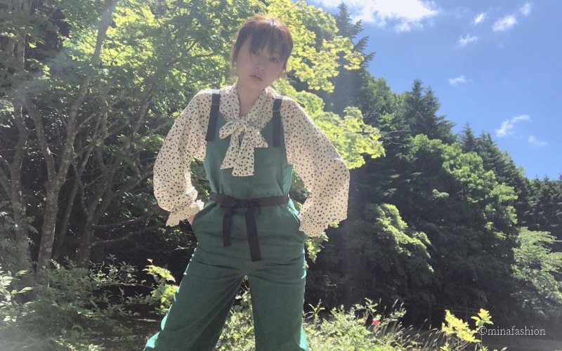 REAL CUBE リネンリボンベルトオールインワン