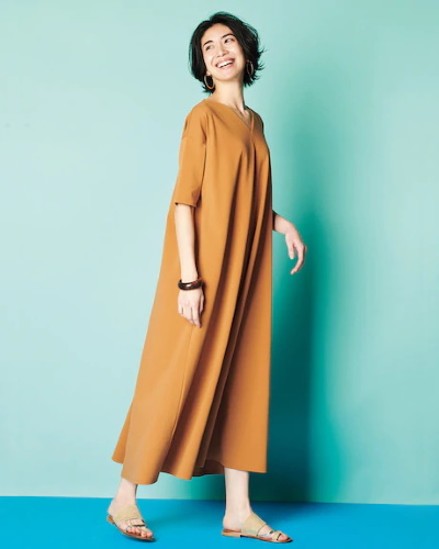 DoCLASSEコットン混ポンチ・フレアワンピース7,990円