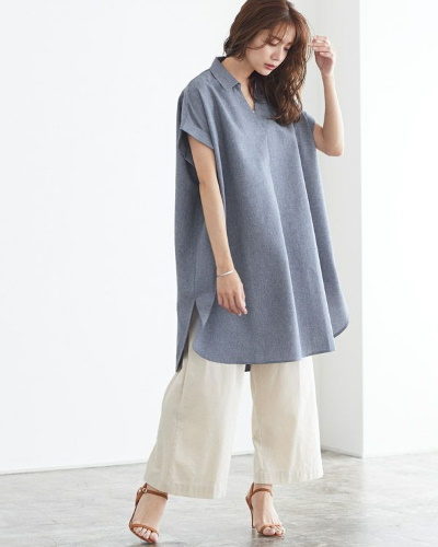 Pierrotリネンライクスキッパーシャツ3,590円