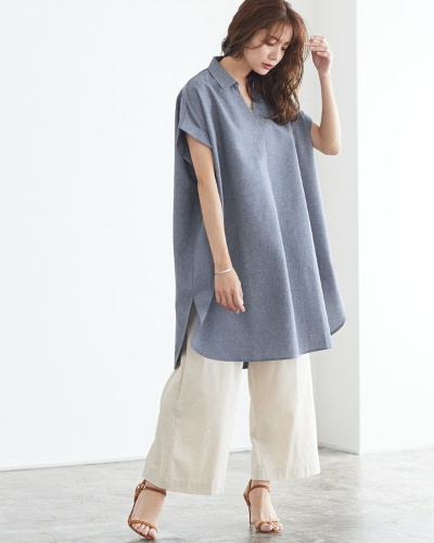 Pierrotリネンライクスキッパーシャツ3,590円