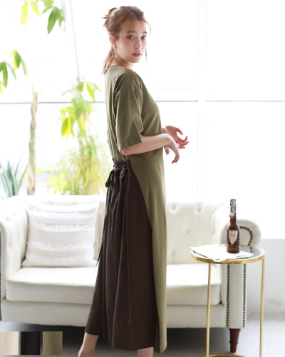 REAL CUBEバックリボン異素材ワンピース4,900円