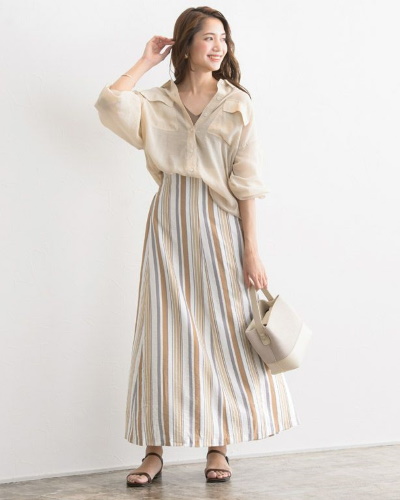 Pierrotマルチストライプマキシスカート3,490円