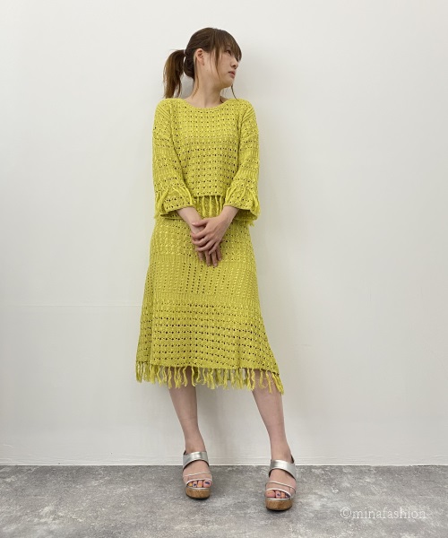 REAL CUBE フリンジデザインニットセットアップ　3,300円