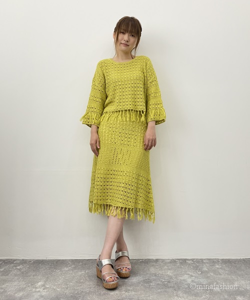 REAL CUBE フリンジデザインニットセットアップ　3,300円