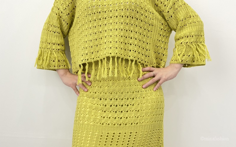 REAL CUBE フリンジデザインニットセットアップ　3,300円