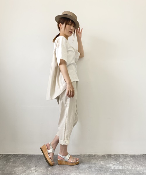 REAL CUBE　バックシャン異素材トップス