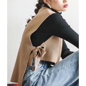 BouJeloud・サイドリボンレイヤードベスト/3,861円