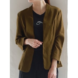 REAL CUBE・ノーカラーリネンジャケット/4,500円