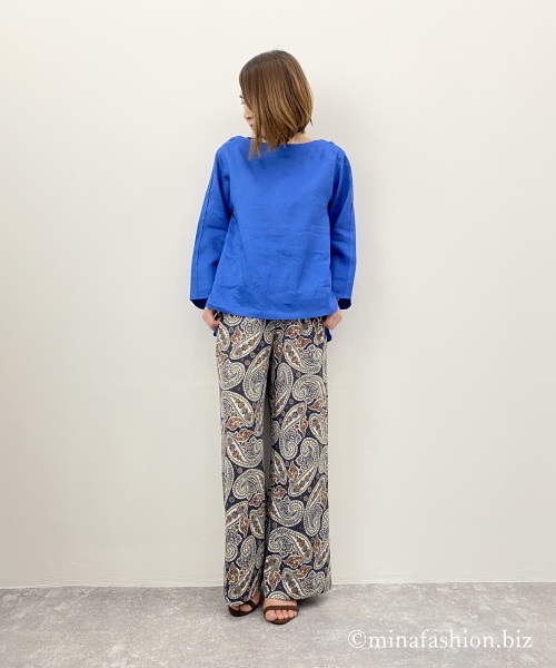 DoCLASSE　UVスラブ・ワイドロングパンツ／柄