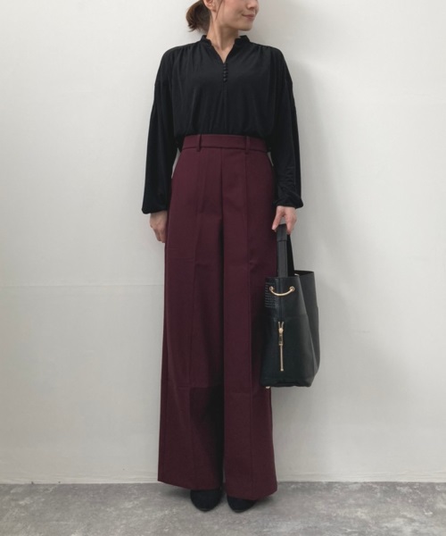 DoCLASSE　ドレープジャージー・ボタンデザイン／無地