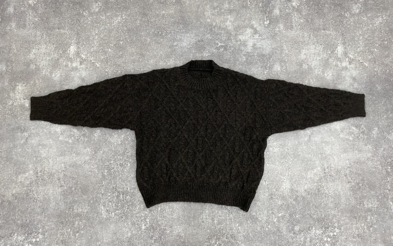 SAISON DE PAPILLON アーガイル調ケーブル編みニットプルオーバー