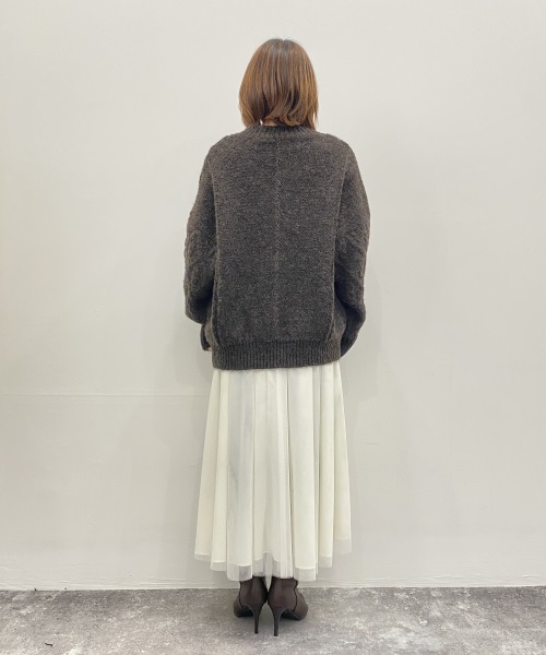 SAISON DE PAPILLON アーガイル調ケーブル編みニットプルオーバー