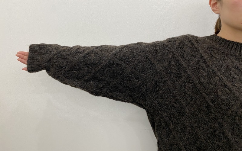 SAISON DE PAPILLON アーガイル調ケーブル編みニットプルオーバー