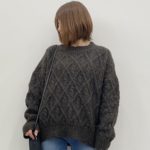 SAISON DE PAPILLON アーガイル調ケーブル編みニットプルオーバー