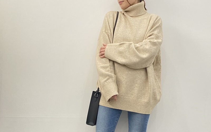 SAISON DE PAPILLON ビックシルエットタートルネックニットプルオーバー