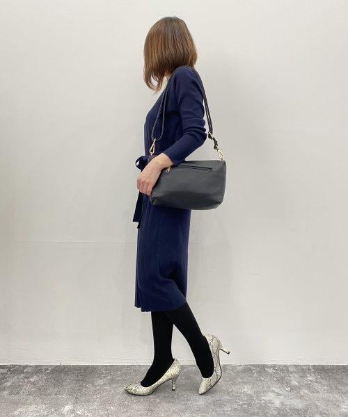 SAISON DE PAPILLON　ウエストリボンニットワンピース