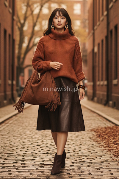 40代の冬を明るく彩るきれい色ニット。大人が素敵に見える選び方と着こなし