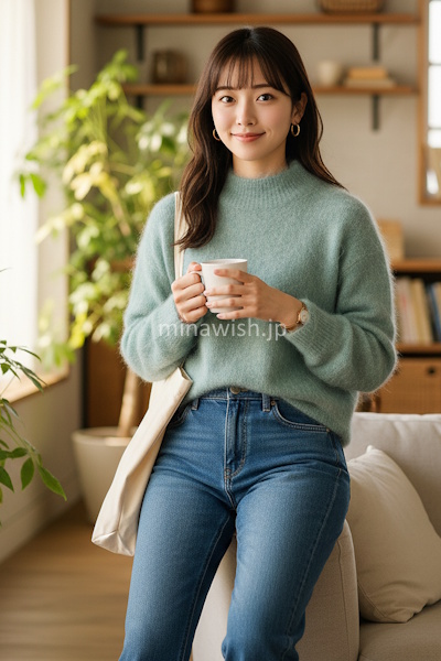 40代の冬を明るく彩るきれい色ニット。大人が素敵に見える選び方と着こなし