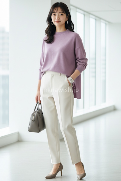 40代の冬を明るく彩るきれい色ニット。大人が素敵に見える選び方と着こなし