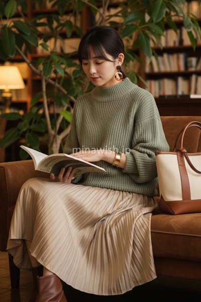 40代の冬を明るく彩るきれい色ニット。大人が素敵に見える選び方と着こなし