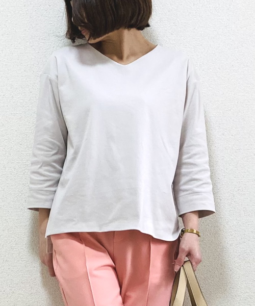 DoCLASSE　ドゥクラッセTシャツ・抜け感Vネック7分袖