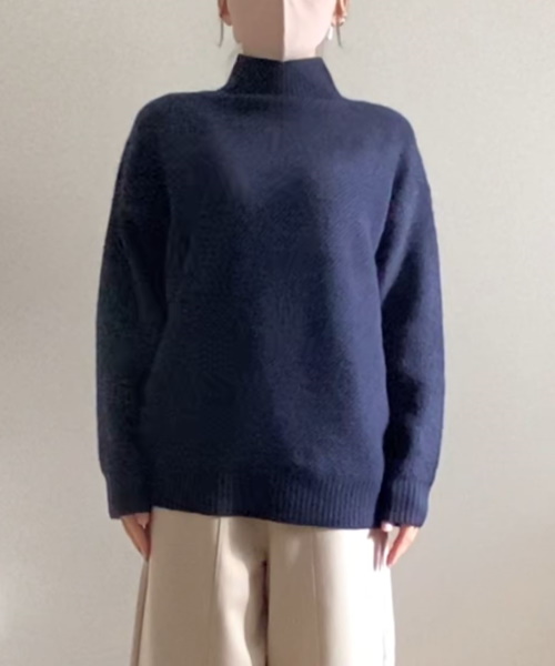 DoCLASSE　フラッフィーニット・バイアスハイネック