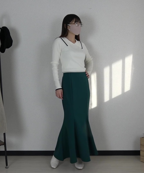 GU　リブバイカラーセーター(長袖)