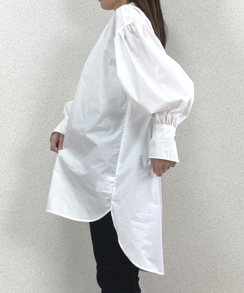 DoCLASSE　タイプライター・バンドカラーロングシャツ