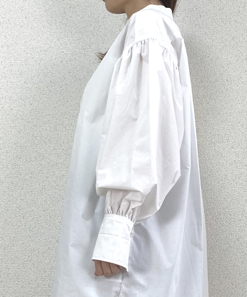 DoCLASSE　タイプライター・バンドカラーロングシャツ