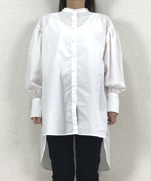 DoCLASSE　タイプライター・バンドカラーロングシャツ