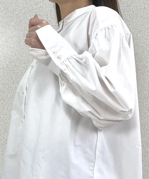 DoCLASSE　タイプライター・バンドカラーロングシャツ