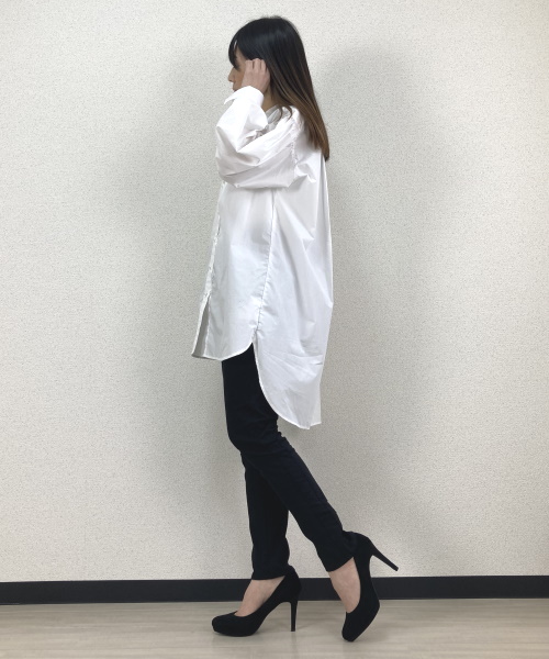 DoCLASSE　タイプライター・バンドカラーロングシャツ