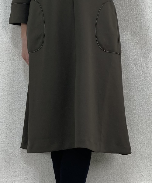 DoCLASSE　ダブル編みジャージー・キーネックワンピース