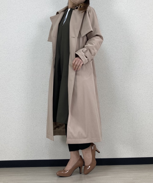 DoCLASSE　ダブル編みジャージー・キーネックワンピース