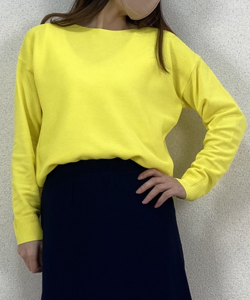 DoCLASSE　ストレッチガーター・ボートネックニット