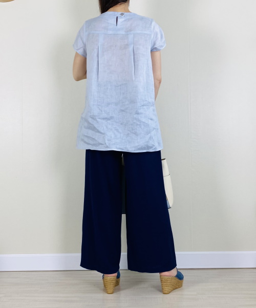 DoCLASSE 細番手フレンチリネン・フォルムブラウス