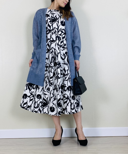 DoCLASSE コットンピケ・プリントワンピース