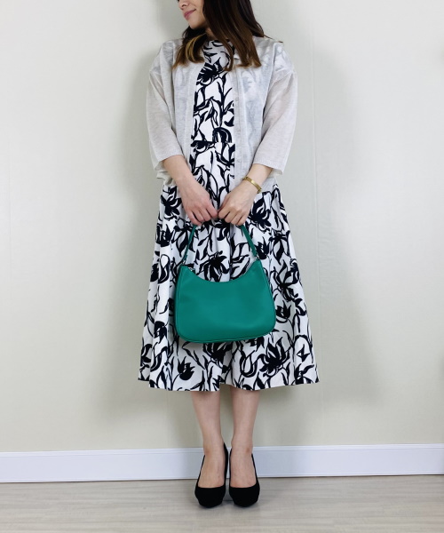 DoCLASSE コットンピケ・プリントワンピース